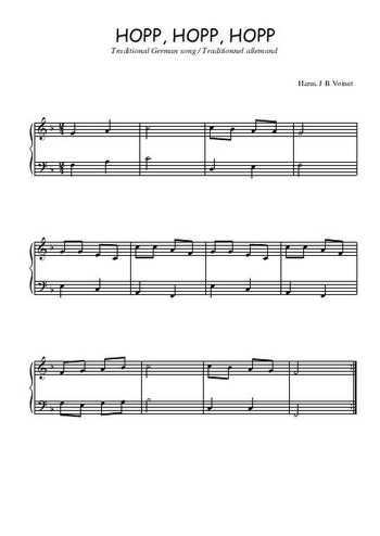 Téléchargez l'arrangement pour piano de la partition de Hopp, hopp, hopp en PDF